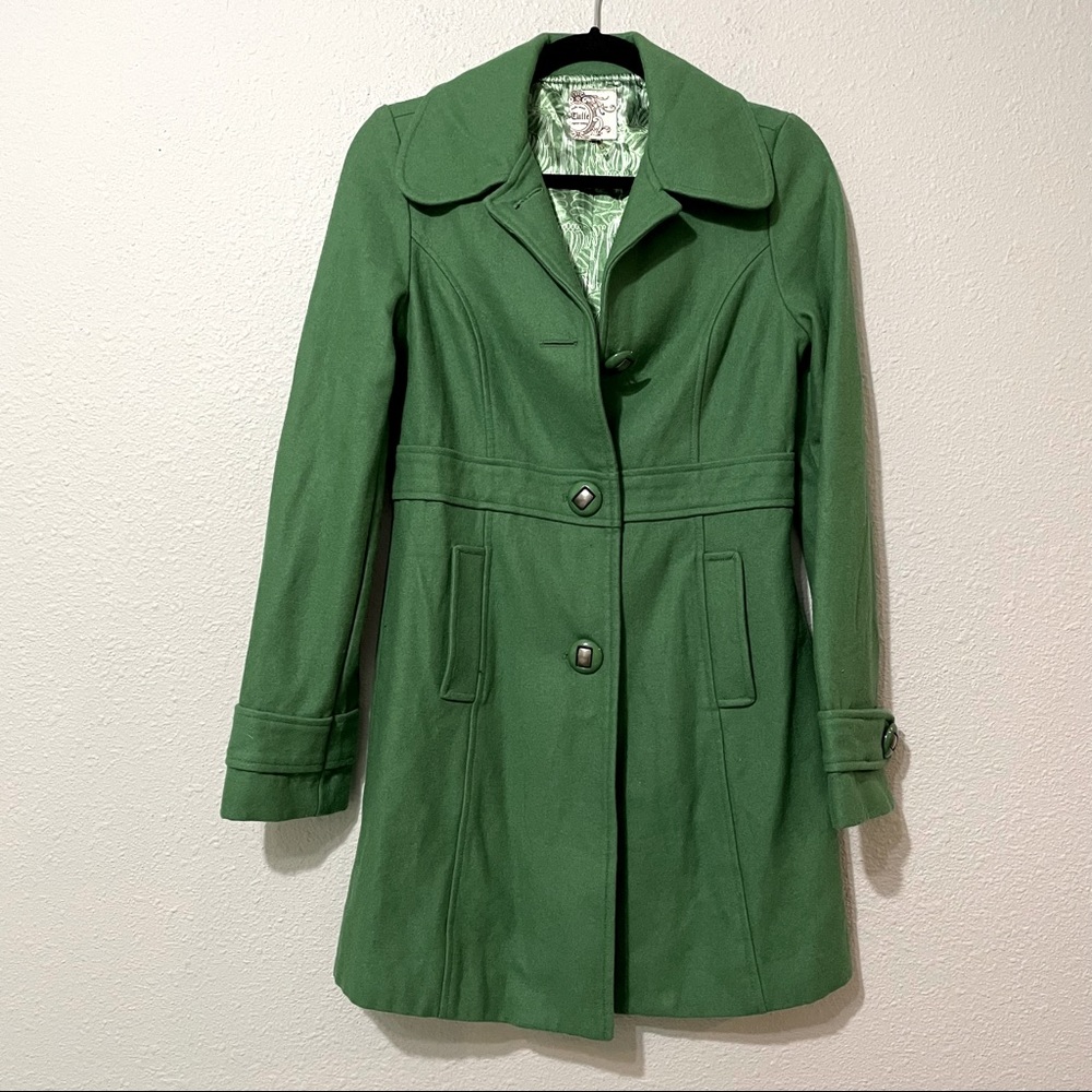 Tulle Anthropologie Green Wool Pea Coat